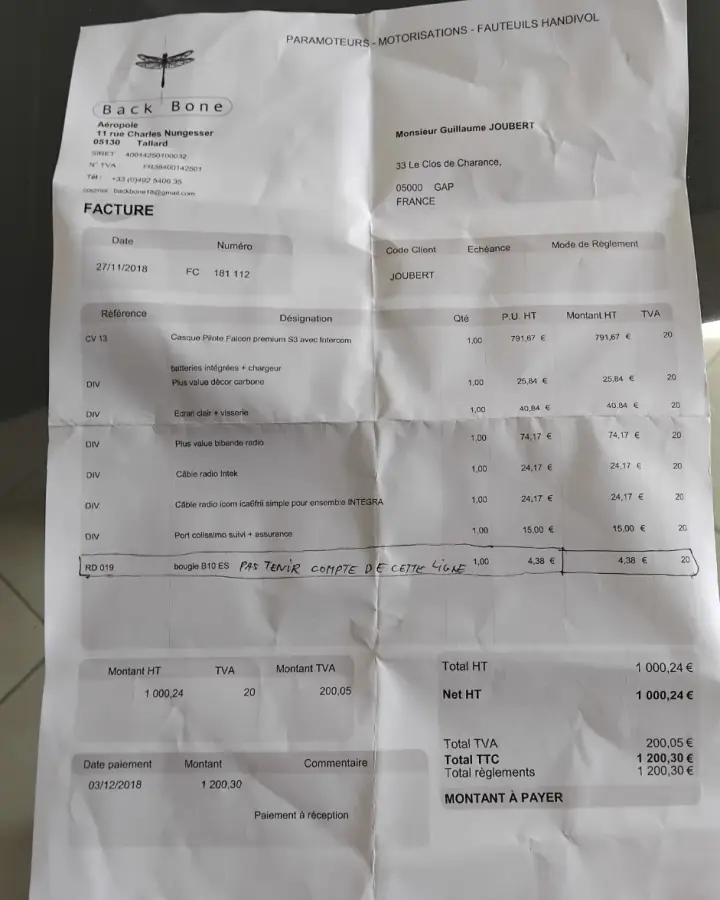 Deuxième vue de Autres à vendre – Vend casque paramoteur à Gap